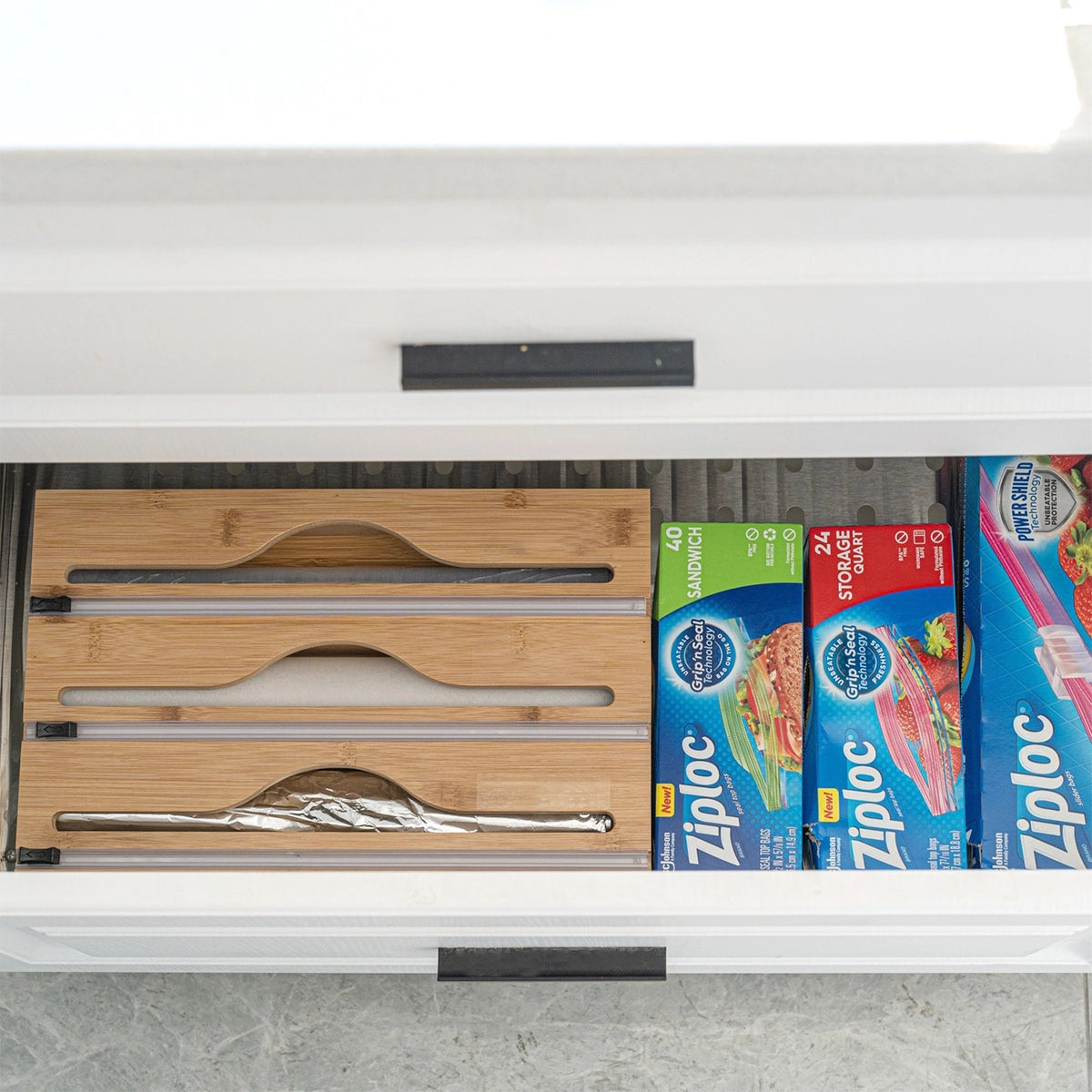 منظم لتوزيع رولوات المطبخ 3 في 1